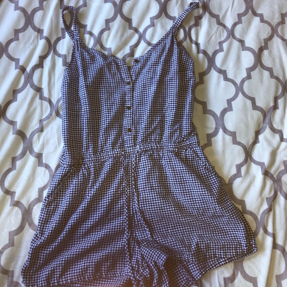 Blue striped romper